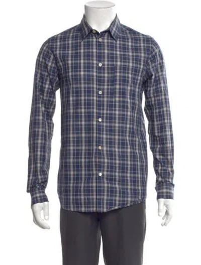 Pre-owned Apc Plaid Print Long Sleeve Shirt In Blue