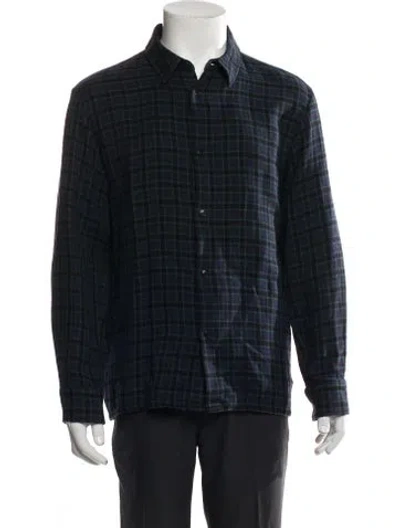 Pre-owned A.p.c. Plaid Print Long Sleeve Shirt In Blue