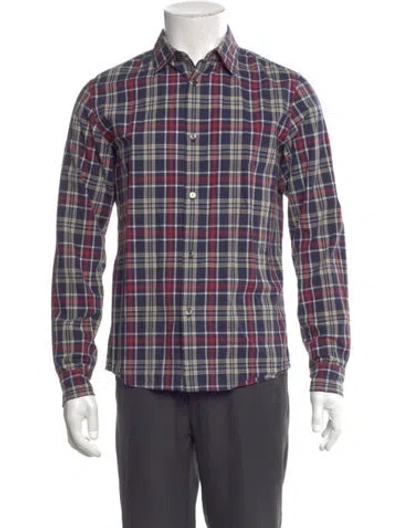 Pre-owned Apc Plaid Print Long Sleeve Shirt In Blue