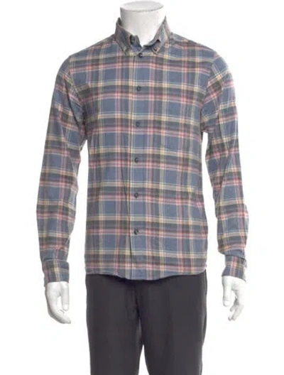 Pre-owned Apc Plaid Print Long Sleeve Shirt In Blue