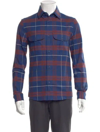 Pre-owned Apc Plaid Print Long Sleeve Shirt In Blue