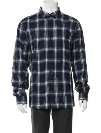 Pre-owned A.p.c. Plaid Print Long Sleeve Shirt In Blue