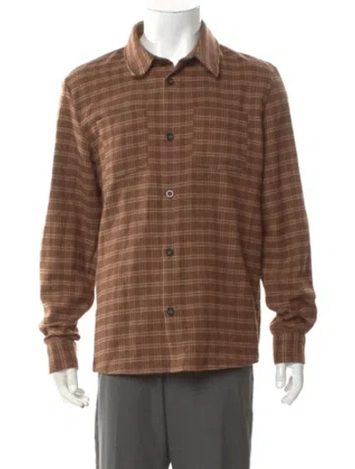 Pre-owned A.p.c. Plaid Print Long Sleeve Shirt In Brown
