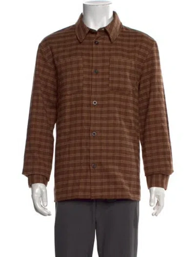 Pre-owned A.p.c. Plaid Print Long Sleeve Shirt In Brown
