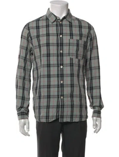 Pre-owned A.p.c. Plaid Print Long Sleeve Shirt In Green
