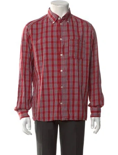 Pre-owned A.p.c. Plaid Print Long Sleeve Shirt In Red