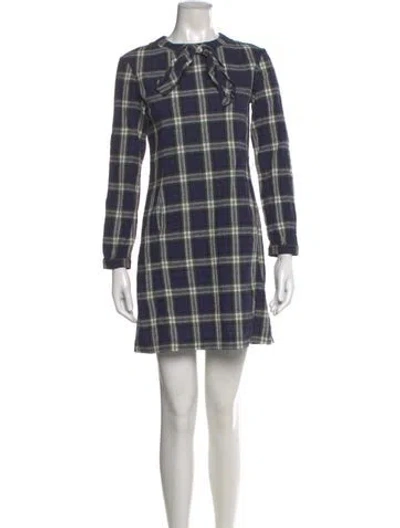 Pre-owned Apc Plaid Print Mini Dress In Blue