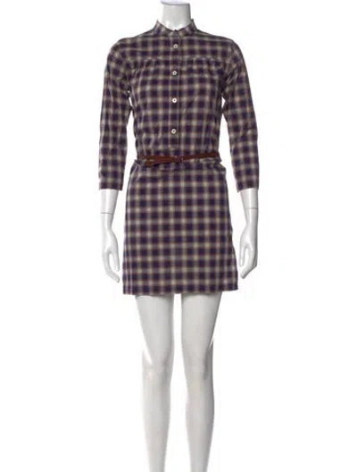 Pre-owned A.p.c. Plaid Print Mini Dress In Blue