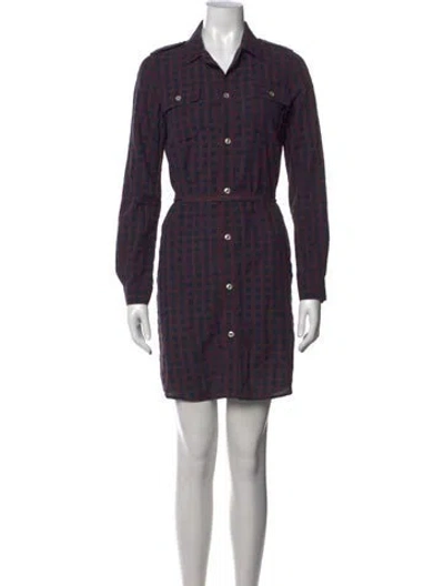 Pre-owned A.p.c. Plaid Print Mini Dress In Blue