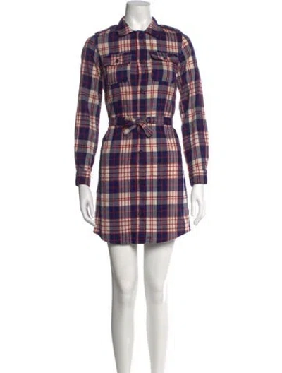 Pre-owned A.p.c. Plaid Print Mini Dress In Blue