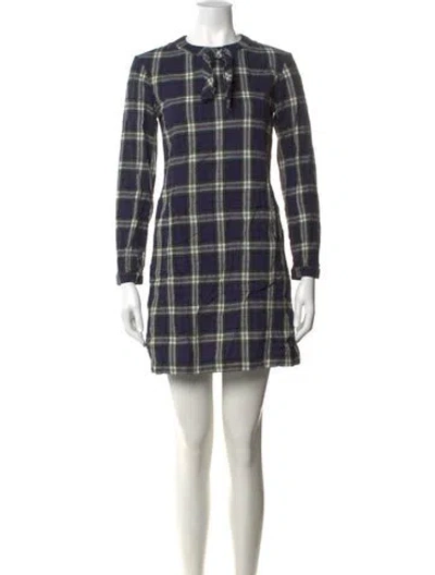 Pre-owned A.p.c. Plaid Print Mini Dress In Blue
