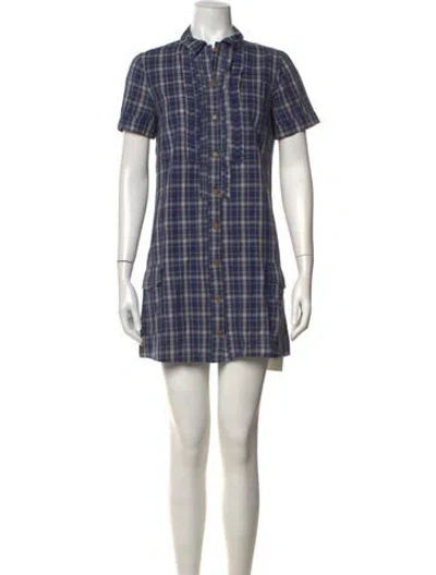Pre-owned A.p.c. Plaid Print Mini Dress In Blue