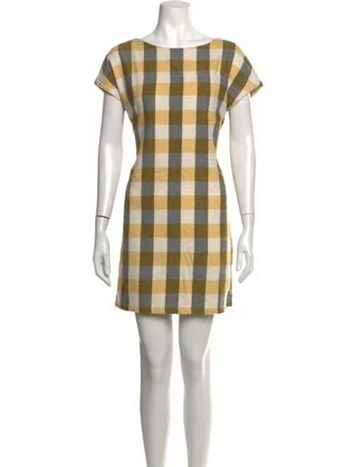 Pre-owned A.p.c. Plaid Print Mini Dress In Grey/white/yellow