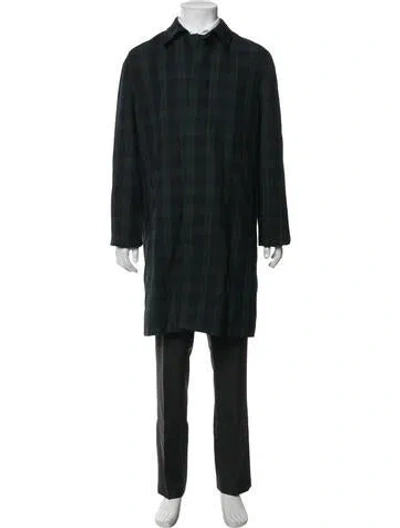 Pre-owned A.p.c. Plaid Print Overcoat In Black/green