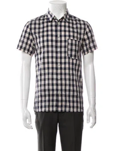 Pre-owned Apc Plaid Print Short Sleeve Shirt In Blue