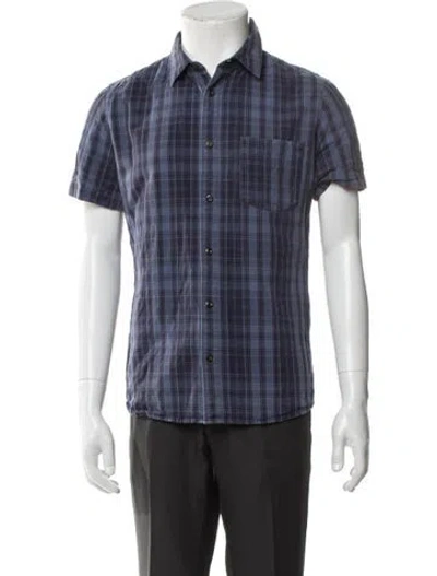 Pre-owned A.p.c. Plaid Print Short Sleeve Shirt In Blue
