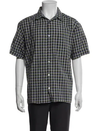 Pre-owned A.p.c. Plaid Print Short Sleeve Shirt In Blue