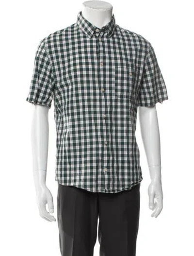 Pre-owned A.p.c. Plaid Print Short Sleeve Shirt In Green