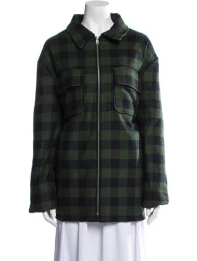 Pre-owned A.p.c. Plaid Print Utility Jacket In Green