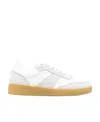 Apc A.p.c. Light Grey And Caramel Leather Sneakers In White