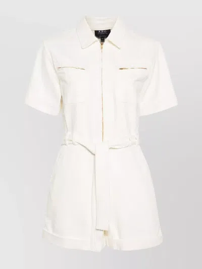 APC PLAYSUIT WITH BELTED WAIST AND CHEST POCKETS