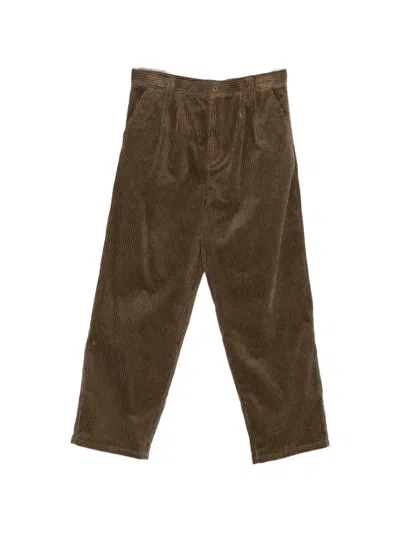 A.p.c. Ricky Wide-leg Cotton Trousers With Pleats And Mid-rise Waist In Green
