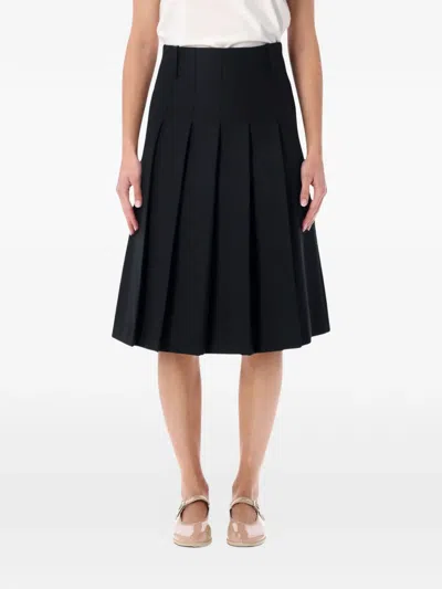 A.p.c. Pleated Midi Skirt Featuring Belt Loops In Blue
