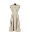 Apc A.p.c. Beige Midi Dress In Cotton In Nude