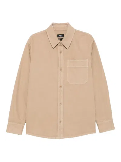 Apc Pocket Button-down Jacket In Neutral