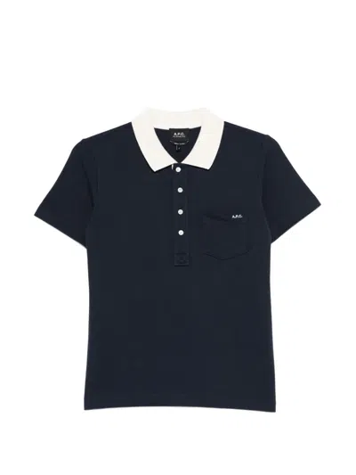 Apc Pocket Collared Polo Shirt In Blue