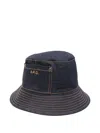 Apc A.p.c. Logo Embroidered Bucket Hat In Blue