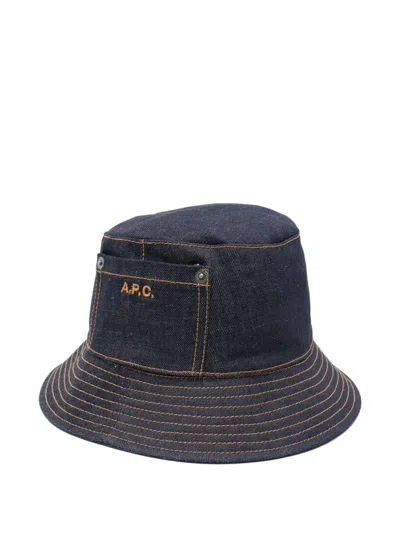 Apc Pocket-detail Denim Bucket Hat In Blue