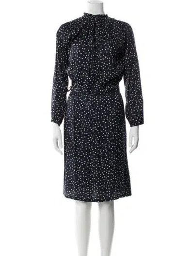 Pre-owned A.p.c. Polka Dot Print Knee-length Dress In Blue
