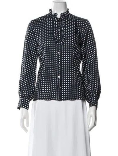 Pre-owned A.p.c. Polka Dot Print Long Sleeve Blouse In Blue