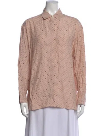 Pre-owned A.p.c. Polka Dot Print Long Sleeve Button-up Top In Pink