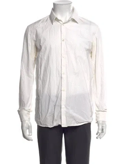 Pre-owned A.p.c. Polka Dot Print Long Sleeve Dress Shirt In Neutrals