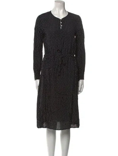 Pre-owned Apc Polka Dot Print Midi Length Dress In Black