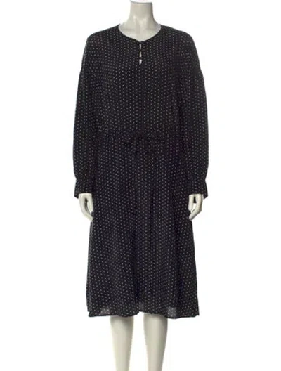 Pre-owned Apc Polka Dot Print Midi Length Dress In Black