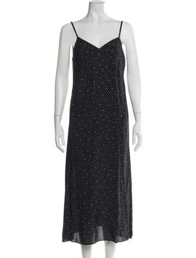 Pre-owned A.p.c. Polka Dot Print Midi Length Dress In Blue
