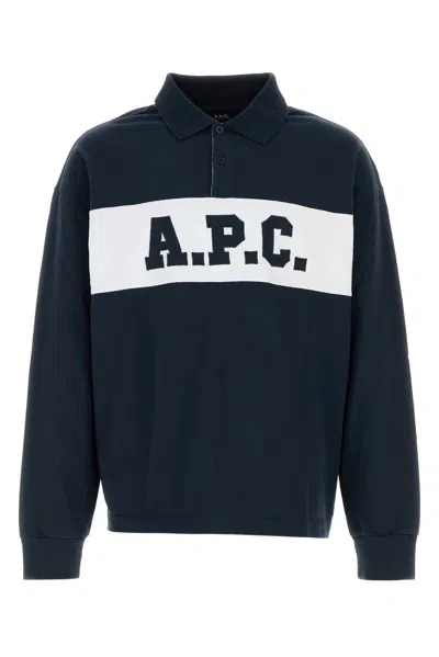 A.p.c. Cotton Oversize Alexis Polo Long Sleeves In Blue