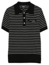 A.p.c. A. P.c. Striped Cotton Polo Shirt With Logo Front Pocket In Multicolore