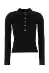 Apc Long Sleeve Polo Shirt With Ribbed Collar In Black