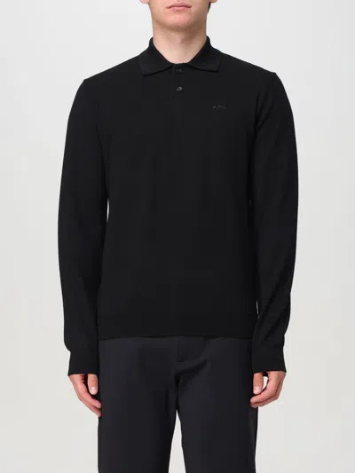 Apc A.p.c. Jacob Logo Embroidered Knitted Polo Shirt In Black