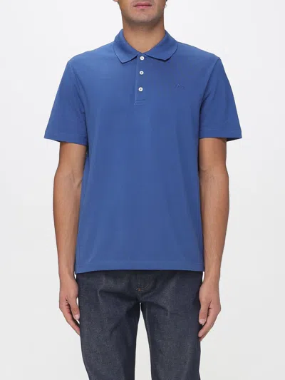 Apc Logo-embroidered Polo Shirt In Blue