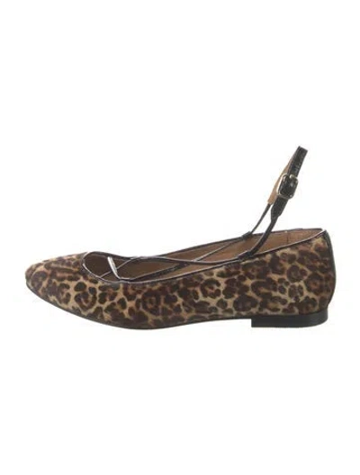 Pre-owned A.p.c. Ponyhair Animal Print Ballet Flats In Brown