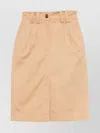 Apc Poplin Cotton Skirt Front Slit In Neutrals