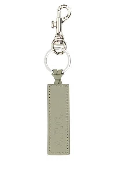 APC A.P.C. DOVE GREY LEATHER KEY RING