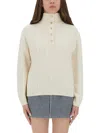 Apc A.p.c. Textured Knit High Collar Shirt With Ribbed Detailing In Pink