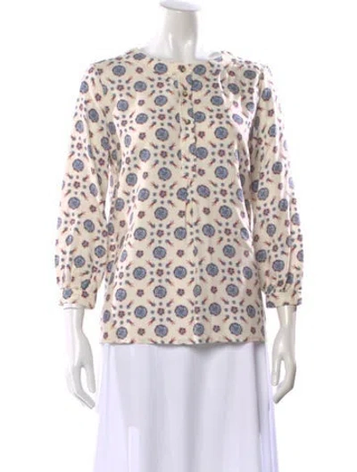 Pre-owned A.p.c. Printed Crew Neck Top In Neutral