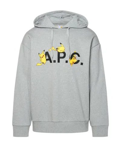 Apc Printed Hooded Sweater In Gray